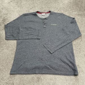 Columbia Henley Shirt Mens Large Gray Long Sleeve Cotton Blend Outdoor Casual